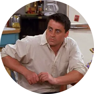 😳 Joey Tribbiani Friends โจอี, เฟรนส์, รายการทีวี, แมตต์ เลอบลัง, ประหลาดใจ, ตลก, ปฏิกิริยา telegram sticker