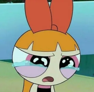 😭 Blossom Powerpuff Girls Мультик, Плачущий, Грустный, Слезы, Цветок telegram sticker