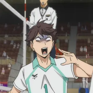 😱 Oikawa Tooru Haikyuu!! Anime, Haikyuu, Oikawa, Tooru, Siatkówka, Meme, Śmieszne telegram sticker