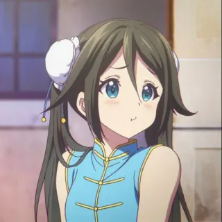 ❤️ anime, girl, cute, blue dress, cartoon telegram sticker