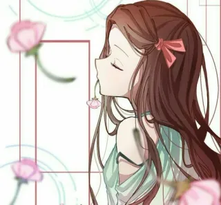 ⛓ Anime, Gadis, Bunga, Merah Muda, Ilustrasi, Potret telegram sticker