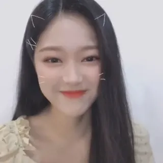 🐱 woman, portrait, smile, selfie, cute, cat ears, filter telegram sticker
