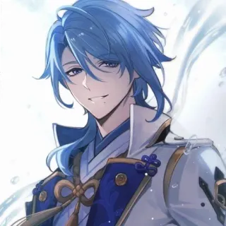 ✨ Kamisato Ayato Genshin Impact Anime, Videospiel, blaue Haare, männlicher Charakter whatsapp sticker