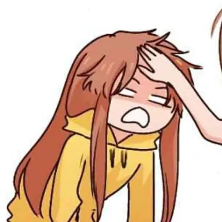 🍂 Anime, Dibujos animados, Palmadita en la cabeza, Lindo, Chica, Kawaii, Sudadera amarilla telegram sticker