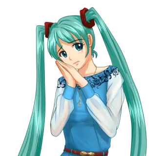 🥺 Hatsune Miku Anime, Vocaloid, Musik, Mädchen, Süß, Blaue Haare whatsapp sticker