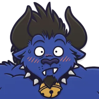 ⁉ Furry, Monster, Dier, Cartoon, Personage, Blauw, Illustratie telegram sticker