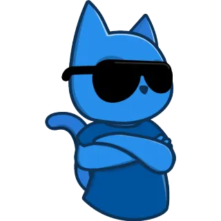 😎 kucing, kacamata hitam, keren, biru, kartun, binatang telegram sticker