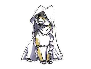 🐕 собака, хэллоуин, призрак, милый, животное, костюм, сиба ину telegram sticker