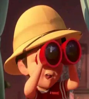 👀 jumelles, explorateur, enfant, chapeau, regarder telegram sticker