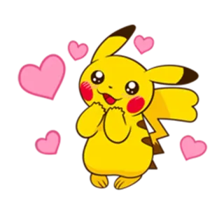 ☺️ Pikachu Pokemon pikachu, pokemon, anime, kreskówka, serca, słodkie telegram sticker