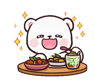 ๐ orso, mangiare, cibo, carino, cartone animato whatsapp sticker