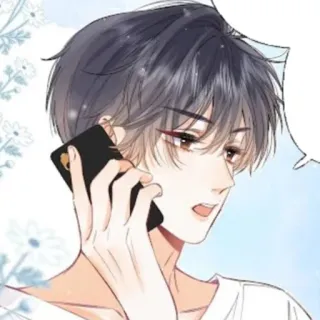 👌 Anime, Manga, Ragazzo, Ritratto, Telefono, Parlare telegram sticker