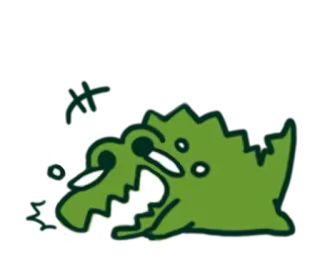 😱 adesivo, coccodrillo, cartone animato, animale, verde, kawaii telegram sticker