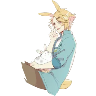 ✌ conejo, animal, paz, personaje, lindo telegram sticker