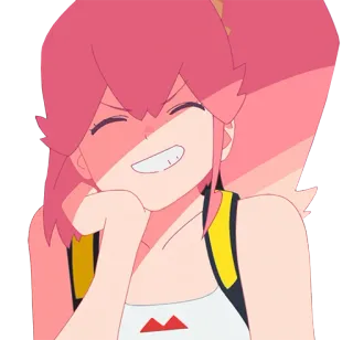 😁 Anime, Cartone animato, Capelli rosa, Sorriso, Ragazza telegram sticker