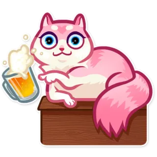 🍺 gato, cerveza, alcohol, lindo, dibujos animados, pegatina telegram sticker