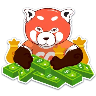 💵 แพนด้าแดง, เงิน, เงินสด, ความสำเร็จ, ความมั่งคั่ง, การเงิน, การ์ตูน telegram sticker