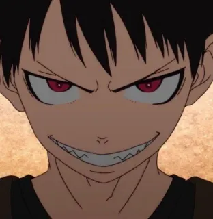 🖤 Shinra Kusakabe Fire Force anime, fire, protagonist, red eyes, demon, manga, firefighter telegram sticker