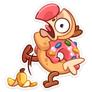 🍌 donut, cibo, cartone animato, dolce, buccia di banana, dolce whatsapp sticker