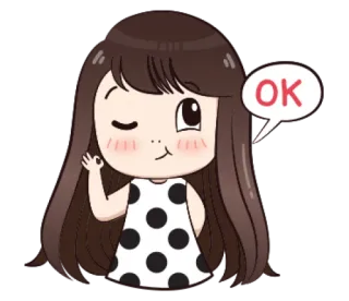👌 OK garota, desenho animado, ok, fofo, aprovação, gesto whatsapp sticker