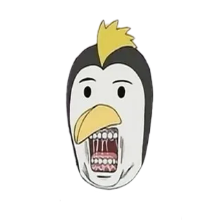 🦷 pingouin, effrayant, bizarre, dessin animé, animal telegram sticker
