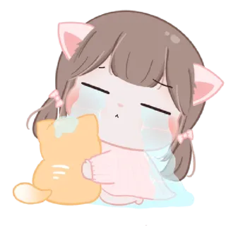 😭 huilen, verdrietig, anime, kat, kawaii, emotioneel telegram sticker