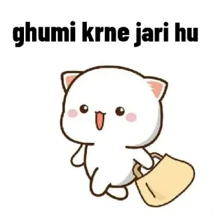 🚶‍♀ ghumi krne jari hu 猫, 動物, 漫画, バッグ, 可愛い, 旅行 whatsapp sticker
