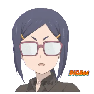 😦 DIGE44 anime, girl, glasses, purple hair, sticker, character telegram sticker