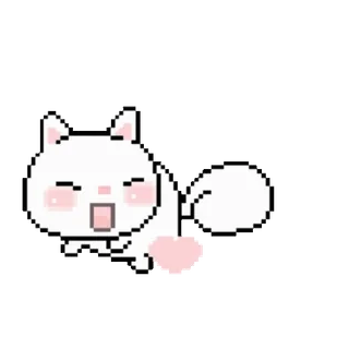 🦊 gato, pixel art, lindo, animal, blanco, corazón, kawaii telegram sticker