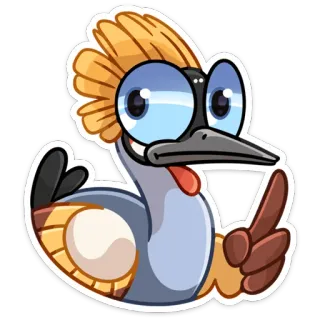 ☝ pájaro, dibujo animado, animal, pegatina, lindo telegram sticker