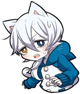 😧 Anime, Manga, Kawaii, Chibi, Kocie uszy, Pot, Zmartwiony telegram sticker