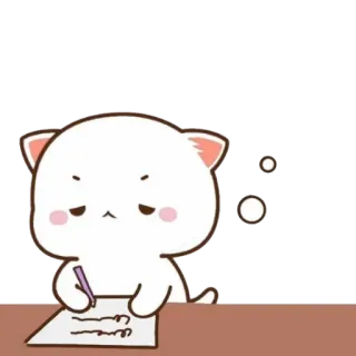 🥱 cat, writing, thinking, cute, kawaii whatsapp sticker