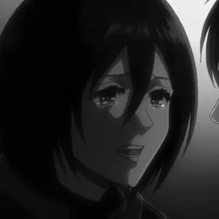 🗡 Mikasa Ackerman Attack on Titan anime, chorando, triste, Mikasa, Attack on Titan telegram sticker