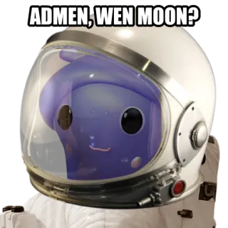 🌙 ADMEN, WEN MOON? astronauta, lua, meme, cripto, espaço, humor, cultura online whatsapp sticker