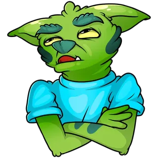 🙅‍♂️ ゴブリン, モンスター, 緑, キャラクター, 漫画, ファンタジー telegram sticker