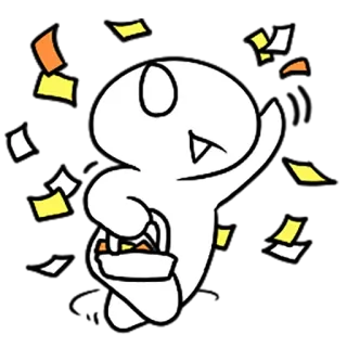🎉 Desenho animado, Celebração, Confete, Personagem, Branco, Cesto telegram sticker