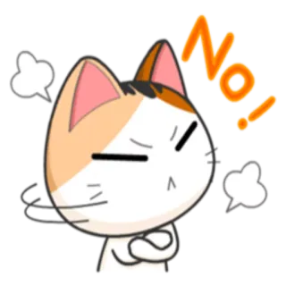 😒 No! gato, bravo, não, desaprovar, desenho animado, fofo telegram sticker