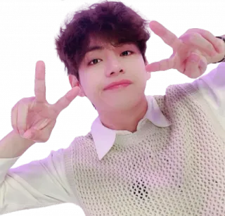 ✌ V kpop, bts, taehyung, v, peace sign, singer, idol telegram sticker