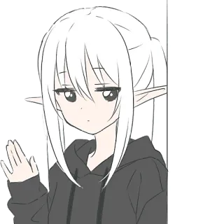 👋 Anime, Elfo, Ragazza, Cartone animato, Carino, Adesivo telegram sticker