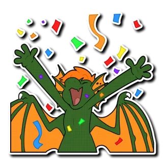 🎊 celebração, confete, feliz, festa, monstro, fantasia telegram sticker