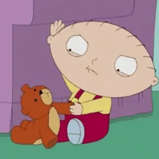 😐 Stewie Griffin Family Guy Dessin animé, Bébé, Stewie, Ours en peluche whatsapp sticker