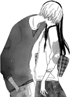 😞 anime, couple, romance, kiss, manga, love, affection whatsapp sticker