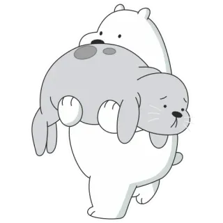 🤒 urso, foca, desenho animado, animal, abraço, amizade telegram sticker