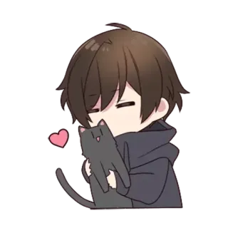 😘 chibi, cat, anime, cute, boy, love, heart telegram sticker