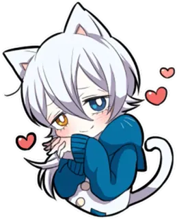 😻 kot, anime, kawaii, słodkie, serce, naklejka, chibi, manga telegram sticker