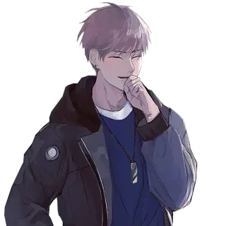 😎 动漫风格, 角色, 插画, 男性, 夹克, 休闲 telegram sticker