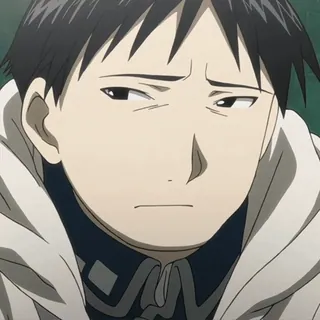 💙 Roy Mustang Fullmetal Alchemist Roy Mustang, Fullmetal Alchemist, anime, sad, serious, anime boy, expression telegram sticker