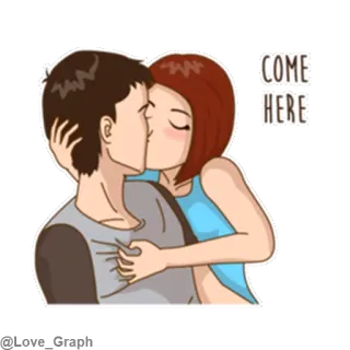 💏 COME HERE kissing, couple, love, romance telegram sticker