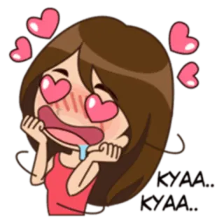 😍 KYAA.. cartoon, hearts, love, anime, kawaii, expression, kyahh telegram sticker