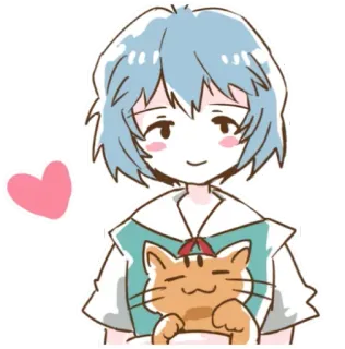 ☺️ Rei Ayanami Neon Genesis Evangelion Anime, Mädchen, Katze, Süß, Rei Ayanami, Evangelion telegram sticker